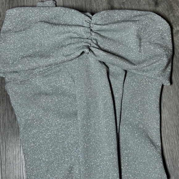 NEW ZARA STRAPLESS METALLIC OFF THE SHOULDERS THREAD DRESS size S - Picture 5 of 6